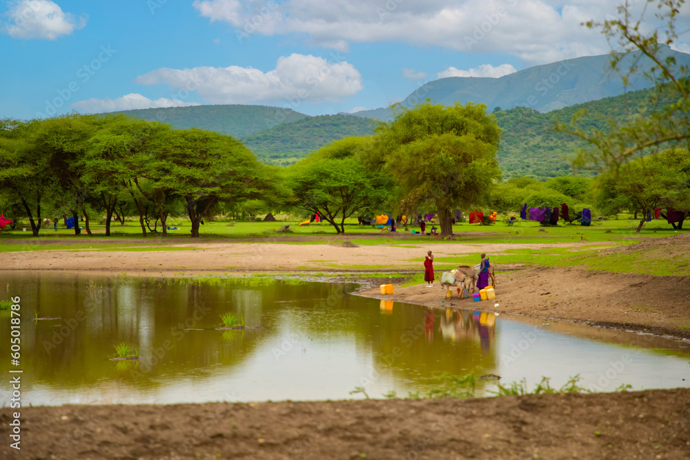 life in African village in Tanzania