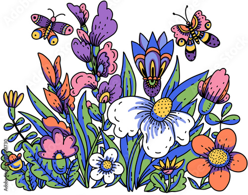 Foto Summer garden wildflowers bouquet, bold modern flora transparent png