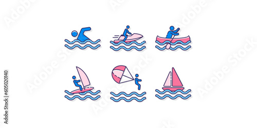 Water Sport Icons logo design inspiration