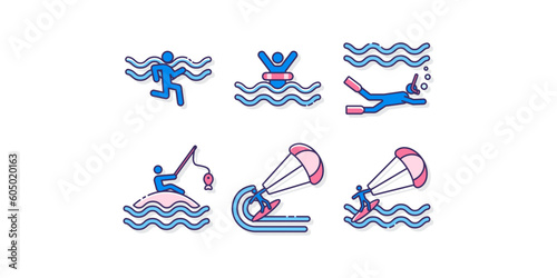 Water Sport Icons logo design inspiration