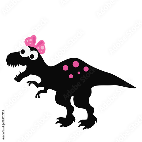 Funny girly tyrannosaur vector cartoon illustration