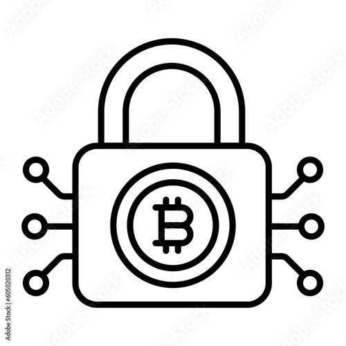 Bitcoin Encryption Thin Line Icon