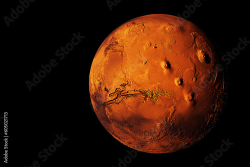 Fototapeta Naklejka Na Ścianę i Meble -  Planet Mars on a dark background. Elements of this image furnishing NASA.