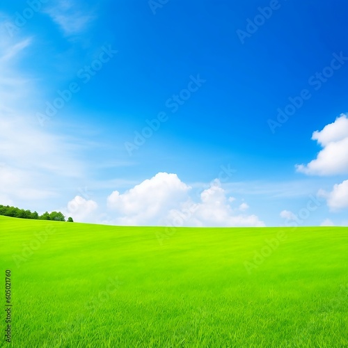 green field and blue sky , Ai generative image 