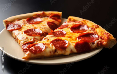 pizza with salami on plate