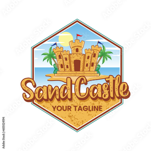 Sand castle logo design on white background