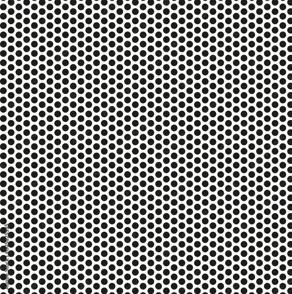Seamless abstract geometric vector texture in the form of small black circles on a white background
