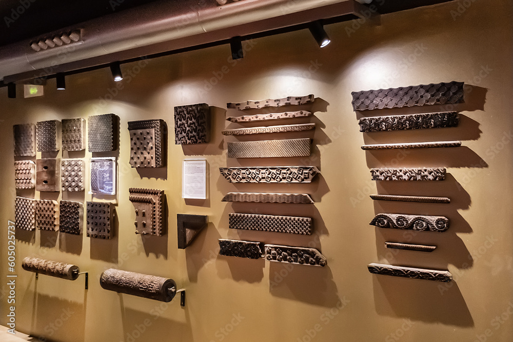 Interior of Silk Museum in Higher Art College of Silk. Silk Museum