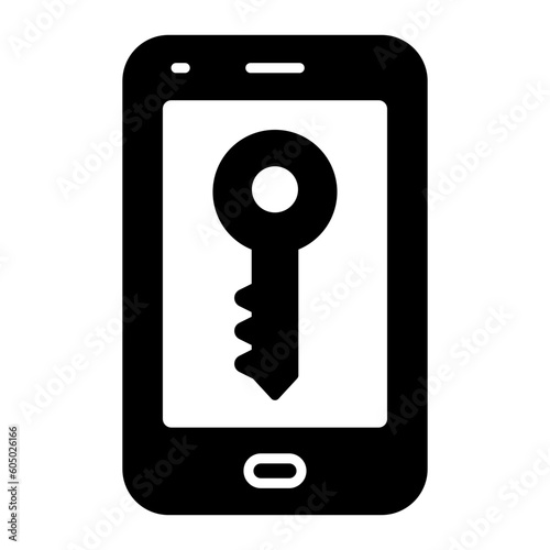 Mobile Lock Glyph Icon