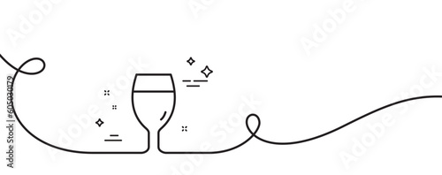 Beer glass line icon. Continuous one line with curl. Pub Craft beer sign. Brewery beverage symbol. Beer glass single outline ribbon. Loop curve pattern. Vector