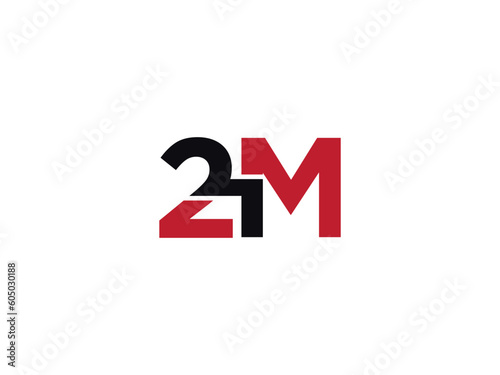 2M logo icon vector, minimalist 2m m2 number and letter logo
