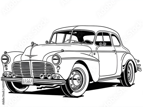 Classic cars coloring page created with Generative AI