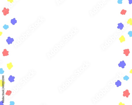 white background with cute color flowers, blank space presentation page, graphic design background, powerpoint template, portfolio layout, corporate backdrop