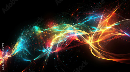 painting with light on a black background. Abstract color design Modern art. Illustration design of paint for background. Generative AI
