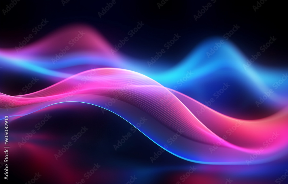 Naklejka premium abstract futuristic background with pink blue neon wallpaper AI generative technology