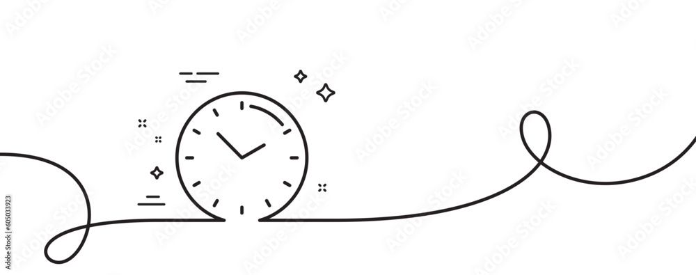 Time management line icon. Continuous one line with curl. Clock sign ...