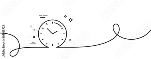 Time management line icon. Continuous one line with curl. Clock sign. Watch symbol. Time single outline ribbon. Loop curve pattern. Vector