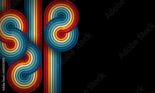 Vintage Striped Backgrounds, Posters, Banner Samples, Retro Colors from the 1970s 1900s, 70s, 80s, 90s. retro vintage 70s style stripes background poster lines. shapes vector design graphic 1980s photo