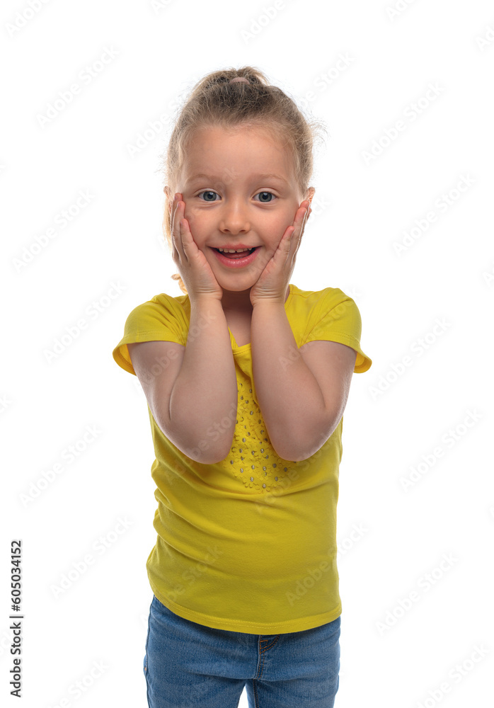 Surprised little girl isolated on white background. Surprised little girl isolated on white background.