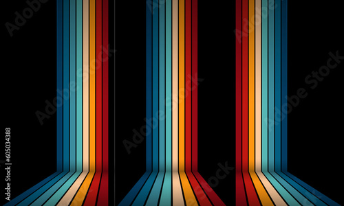 Vintage Striped Backgrounds, Posters, Banner Samples, Retro Colors from the 1970s 1900s, 70s, 80s, 90s. retro vintage 70s style stripes background poster lines. shapes vector design graphic 1980s