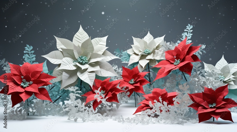 A 3D Clipart of Christmas Poinsettias