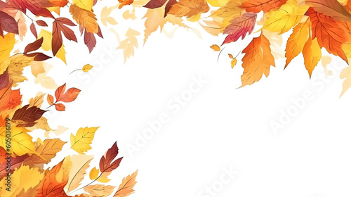 cascade of autumn leaves forming a frame border  copyspace  generative ai