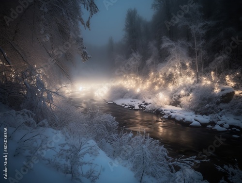 Christmas Eve's Silent Frozen River