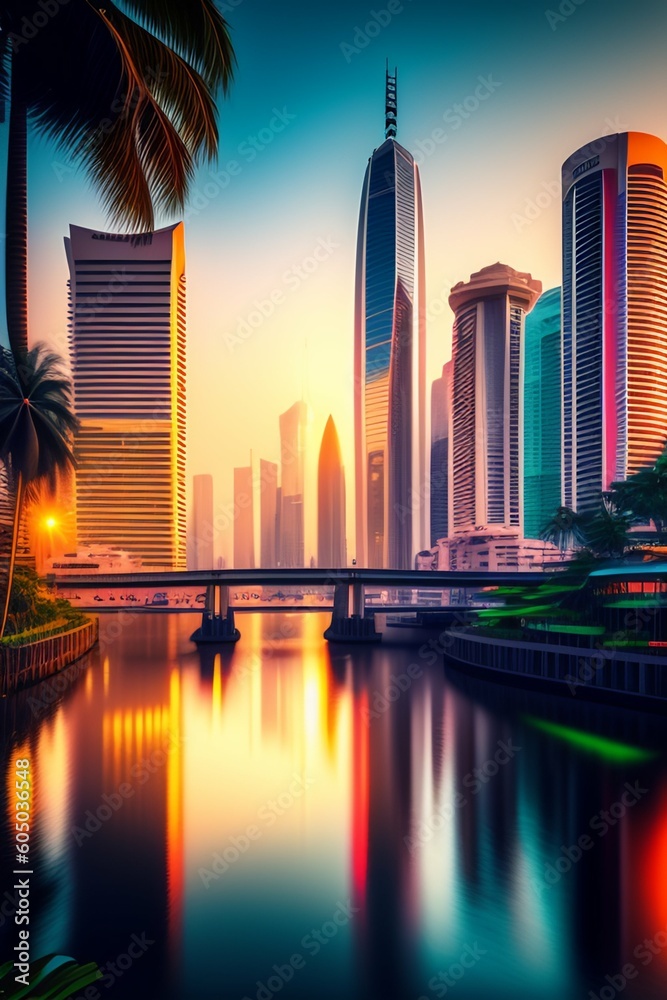 Fototapeta premium country skyline at night
