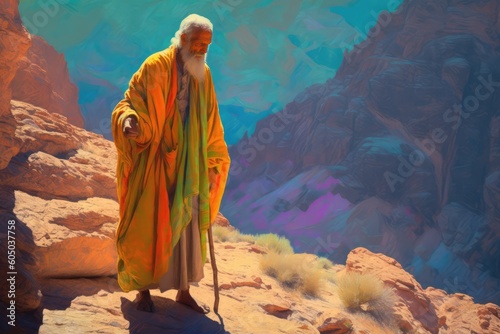 Fototapete Colorful Journey: Moses in the Desert. generative AI