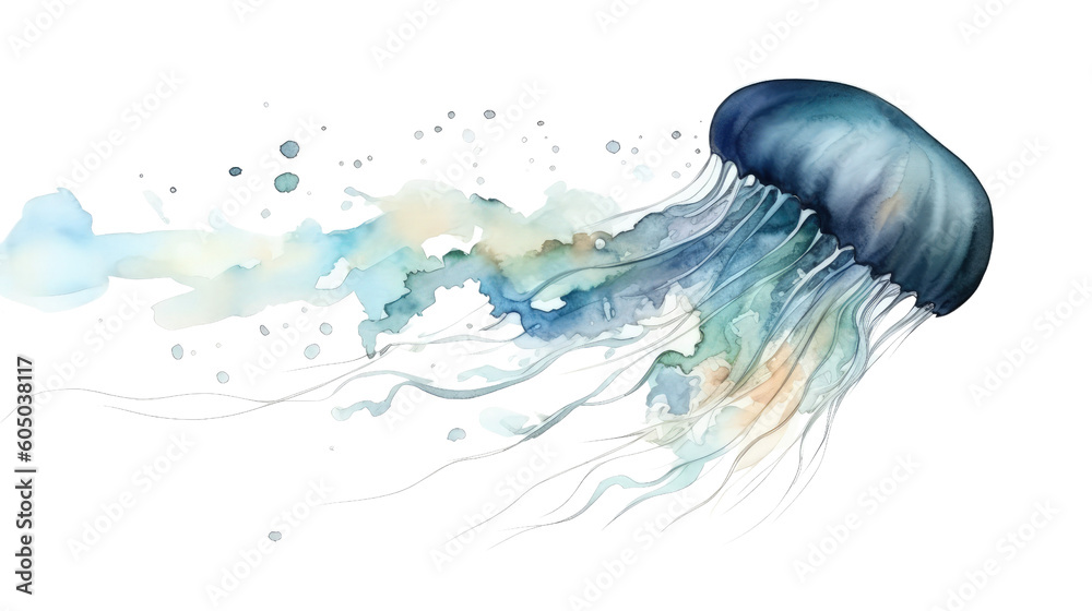 beautiful floating jellyfish as a frame border, copyspace, generative ai