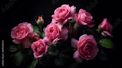 Roses, red and pink Horizontal background, Nature-themed, photorealistic illustrations in JPG. Generative AI