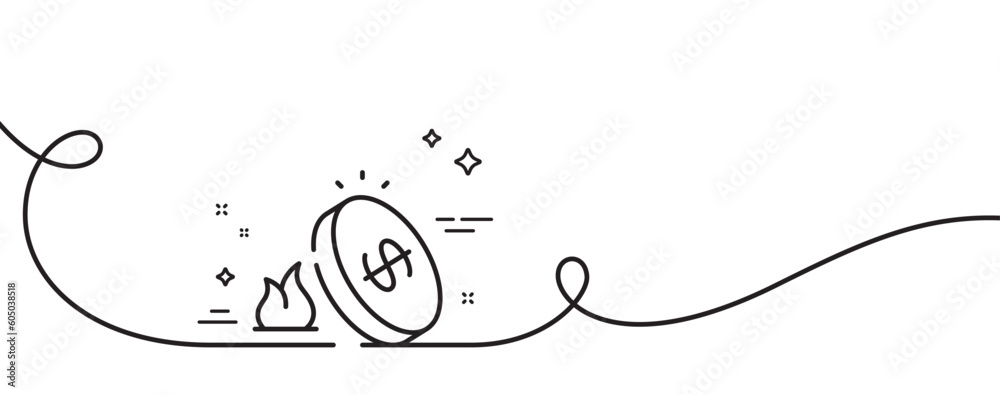Gas price line icon. Continuous one line with curl. Fuel tax sign. LPG rate symbol. Gas price single outline ribbon. Loop curve pattern. Vector