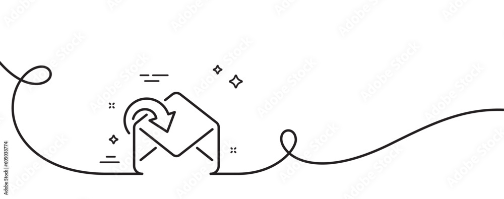 Receive Mail download line icon. Continuous one line with curl ...