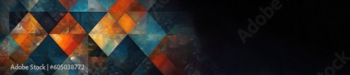 Banner with triangles and diamonds shapes, geometric forms in muted colors. Generative AI.