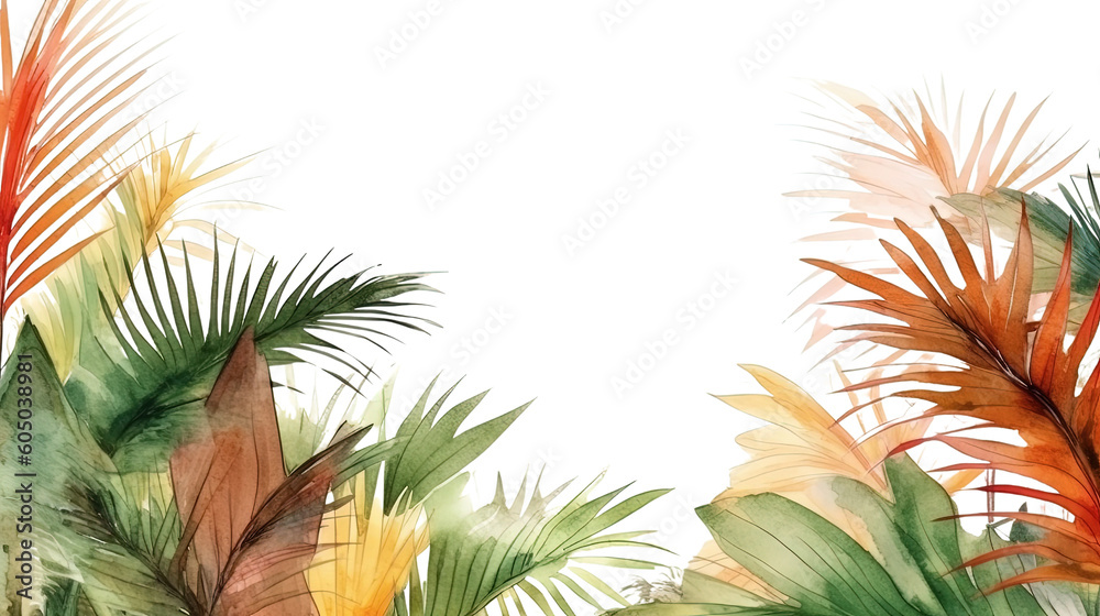 palms and pampas as a frame border, copyspace, generative ai