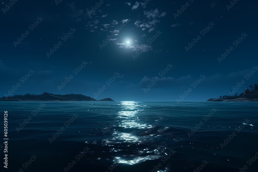 Calm nighttime seascape
Generative AI