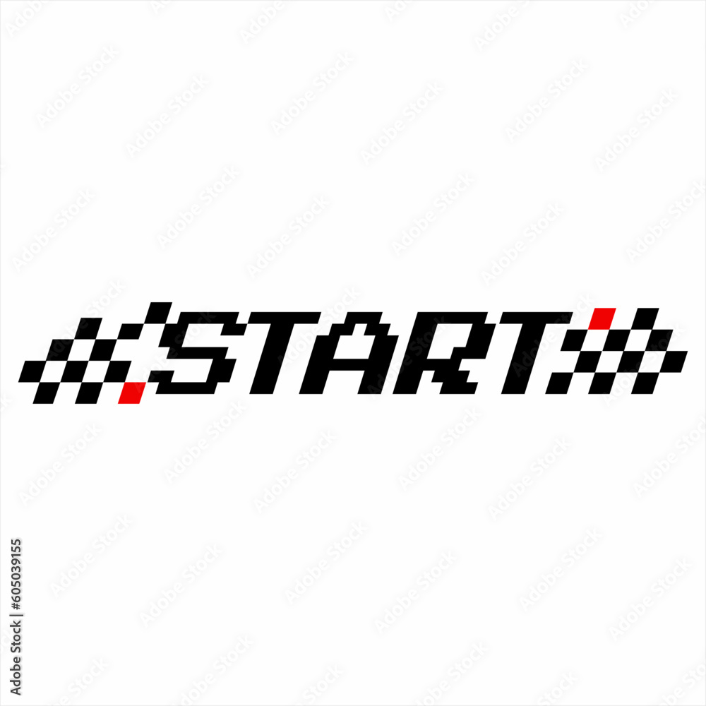 Start line design for racing championship. Abstract auto racing logo with black white and red flag. Start line design for racing championship. Abstract auto racing logo with black white and red flag.