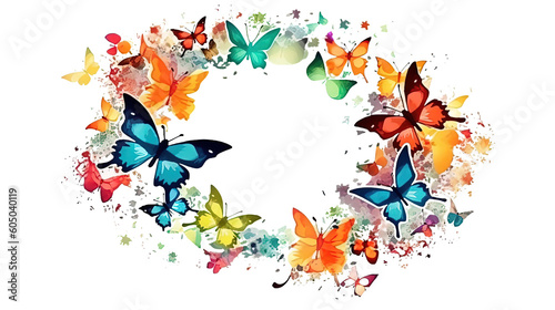 whimsical butterflies forming a frame border  copyspace  generative ai