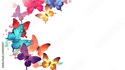 whimsical butterflies forming a frame border  copyspace  generative ai