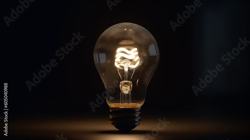 Symbolic representation, Glowing bulb signifies innovation and leadership amidst darkness Generative AI photo