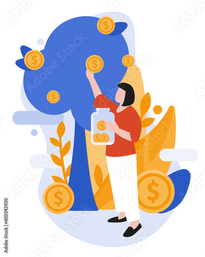 Deposit account in a bank. Profit from a bank deposit. Isolated illustration in flat style. vector illustration.