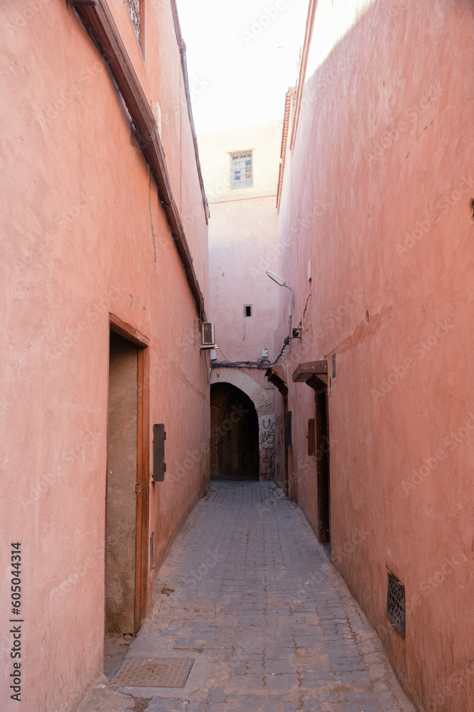 The beautiful lonely streets of  the Marrakech Medina in Morocco