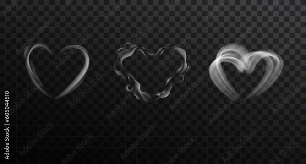 Cloudy heart shaped steam isolated on transparent backdrop. Stock ...