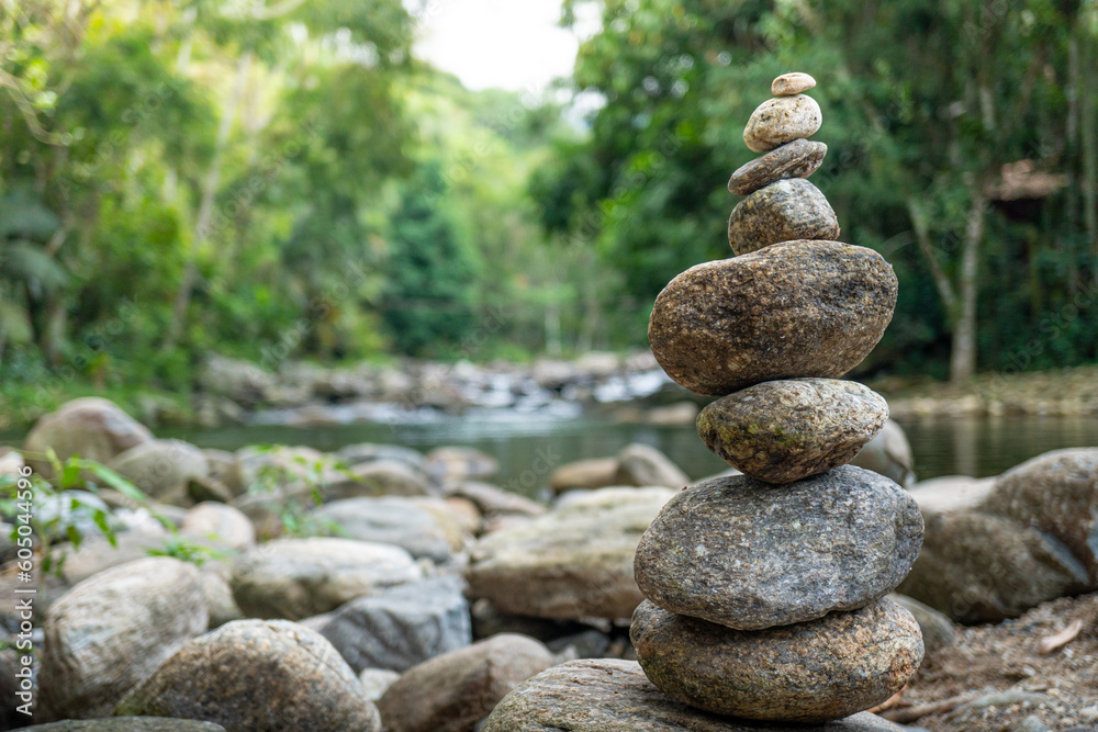 Rocks balanced in waterfall. Zen balance and meditation Rocks balanced in waterfall. Zen balance and meditation