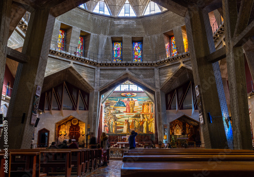 Basilica Annunciations - The interior of the catholic church located in the center of Nazareth