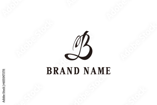 Initial Letter B with Leaf for Vintage Floral Flower Bouquet logo design