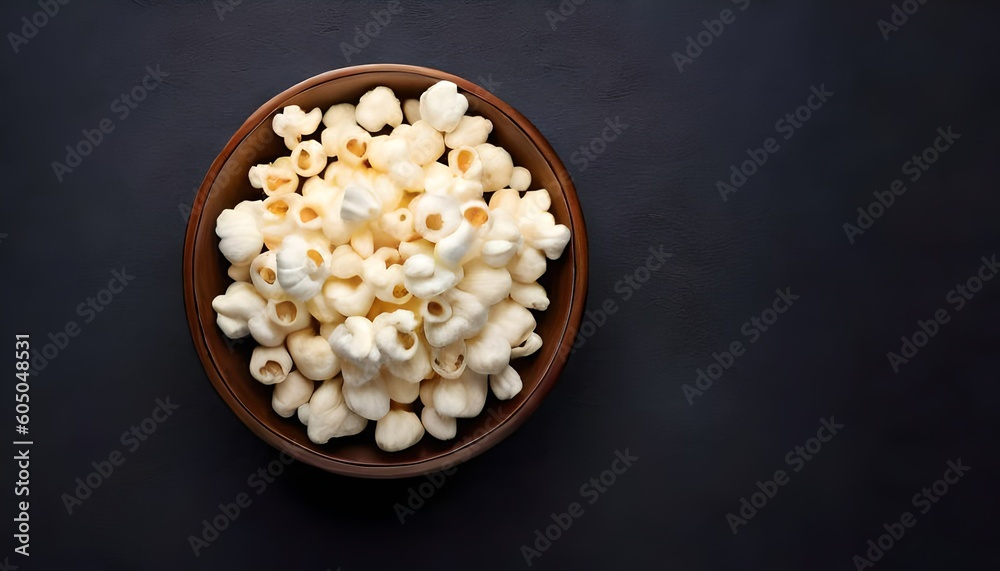 A wooden bowl of salted popcorn at the old wooden table. Dark background. selective focus with copy space A wooden bowl of salted popcorn at the old wooden table. Dark background. selective focus with copy space