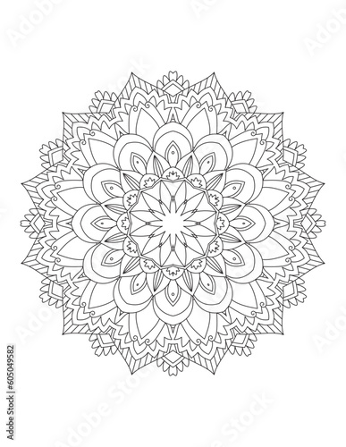 Coloring book page.Decorative ornament in ethnic oriental style. Outline doodle hand draw vector illustration.Mandala.Flower Mandala. Vintage decorative elements.vector illustration