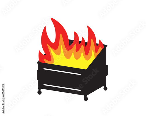 Dumpster fire silhouette icon . Clipart image isolated on white background