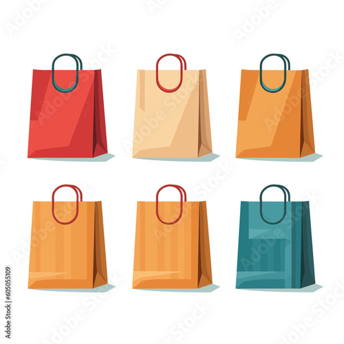 Paper bag set vector isolated
